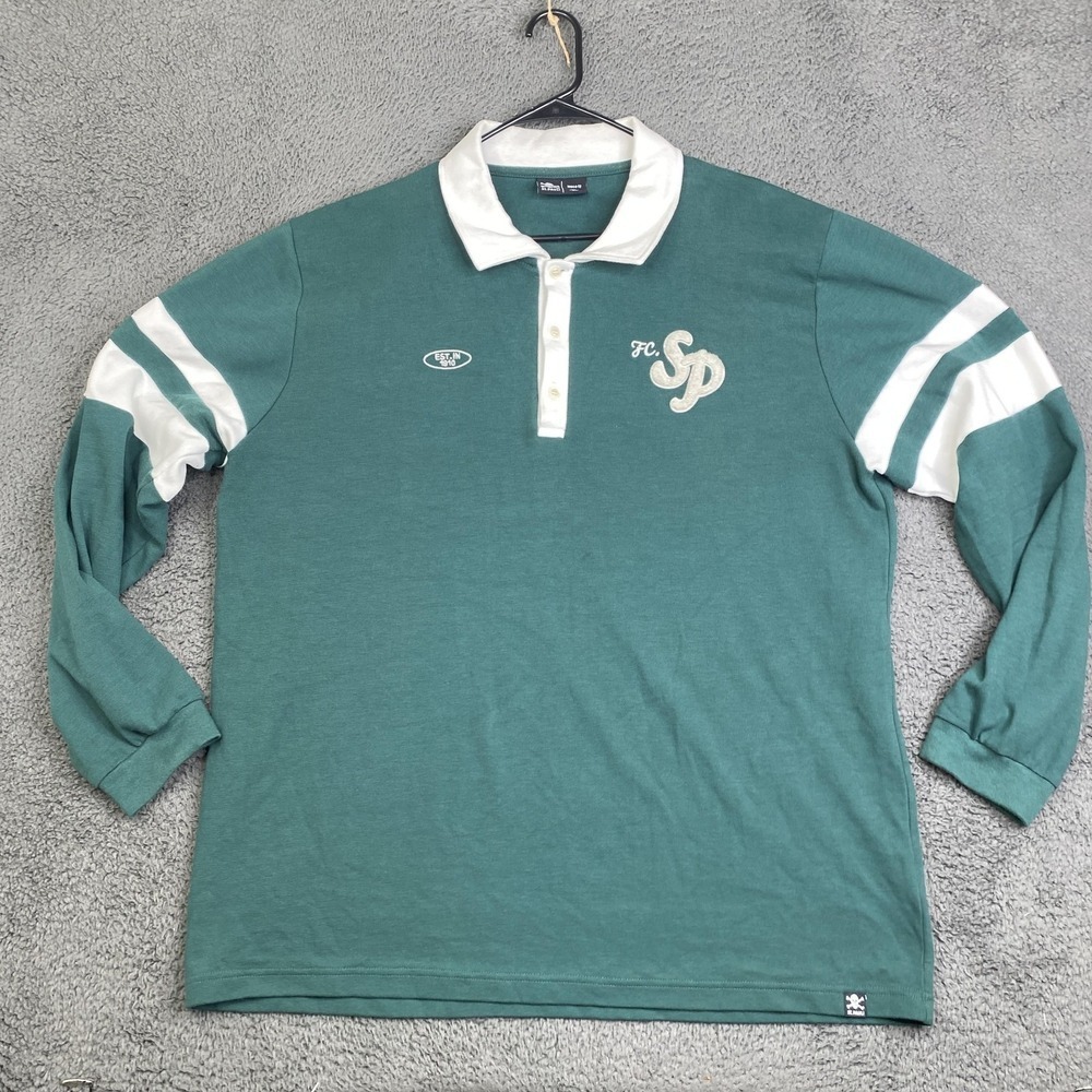 FC St. Pauli Shirt Mens 2XL Green White Long Sleeve Loose Fit Soccer Germany